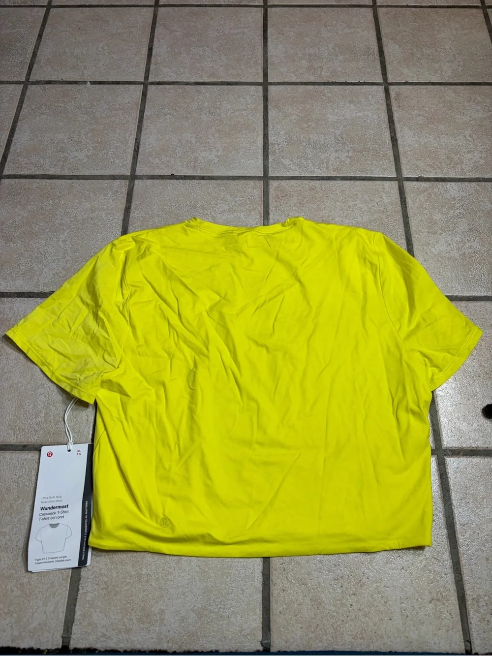 NWT Lululemon Wundermost Ultra-Soft Nulu Crewneck Cropped T-Shirt Daisy Glow XL